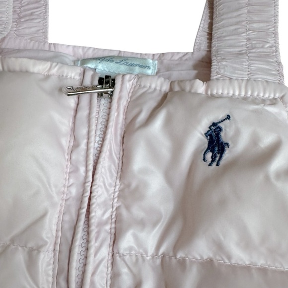 Ralph Lauren Pink Snowsuit Bib Baby Girl 9M White Duck Down Filler - Picture 5 of 6